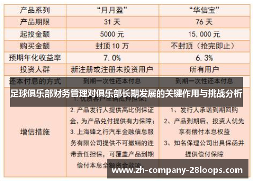 足球俱乐部财务管理对俱乐部长期发展的关键作用与挑战分析 足球俱乐部财务管理对俱乐部长期发展的关键作用与挑战分析